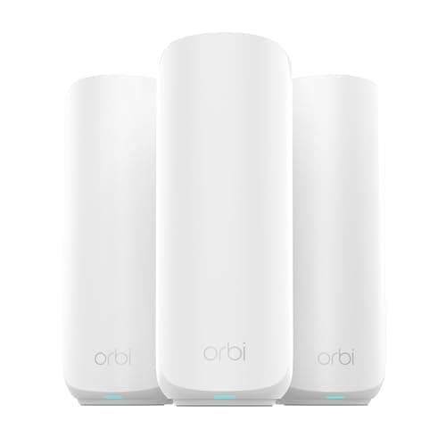 NETGEAR Orbi 360 Series Dual-Band WiFi 7 Mesh Network System for Home (RBE363) – Wireless Router (no Modem) + 2 Extenders, 5 Gbps, Covers 6,000 sq.ft., 70 Devices, 2.5GB Internet Port, BE5000