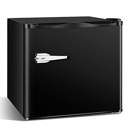 Antarctic Star Mini Upright Freezer -1.2 cu.ft Compact freezer with Removable Shelves and Adjustable Thermostat,for Home/Kitchen/Office(Black)