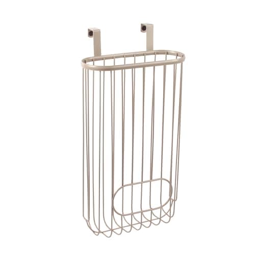Spectrum Ashley Over The Cabinet Plastic Bag Holder (Satin Nickel Powder Coat) - Grocery & Recycling Bag Dispenser for Kitchen, Bathroom, Under Sink, Home, & Apartment Organization