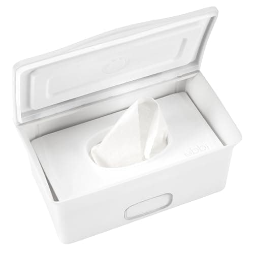 Ubbi Baby Wipes Dispenser with Weighted Plate, White