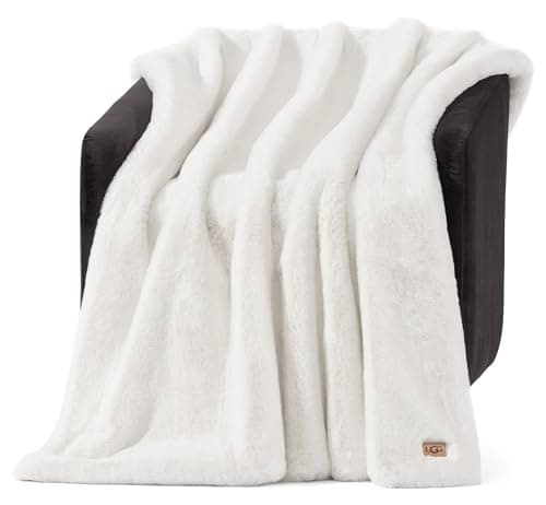 UGG Euphoria Throw Blanket, Plush Faux Fur Blanket, 50" x 70", White Snow