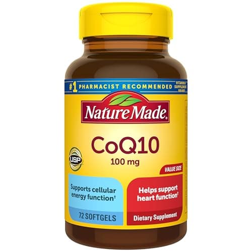 Nature Made CoQ10 100mg Softgels for Heart Health Support, 72 Softgels