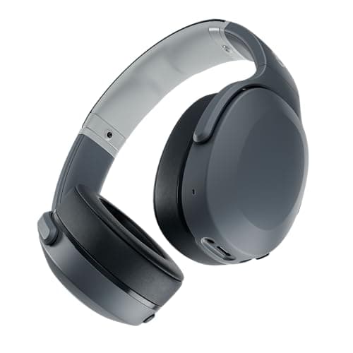 Skullcandy Crusher Evo Wireless Bluetooth Headphones with Multi-Sensory Bass, Noise Isolating Over-Ear Fit, Up to 40 Hours Battery, Microphone for iPhone Android - Chill Grey