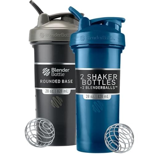 BlenderBottle Classic V2 Plastic Shaker Bottle 28 oz Black & Navy, 2-Pack
