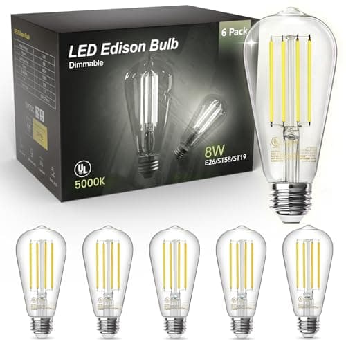 TJOY LED Edison Light Bulbs, E26 Dimmable Vintage Bulb, 8W = 60W Equivalent