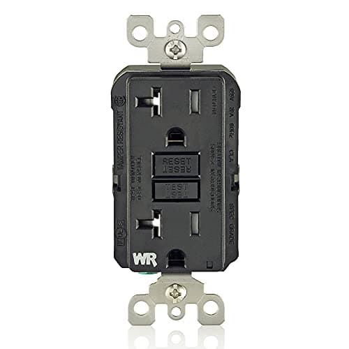 Leviton Slim GFCI Weather & Tamper-Resistant Outlet, 20 Amp, GFWT2-E, Black