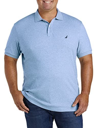 Nautica Men's Big-Tall Classic Fit Short Sleeve Solid Soft Cotton Polo Shirt Shirt, Deep Anchor Heather, 3X Big