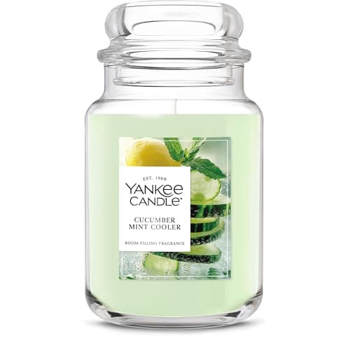 Yankee Candle Cucumber Mint Cooler Scented Candle, 22oz Large Jar with up to 150 Hour Burn Time, Giftable