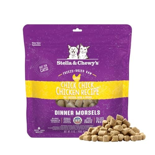Stella & Chewy's Freeze-Dried Raw Cat Dinner Morsels - Premium Chicken Recipe with 98% Cage-Free Meat & Organs - Natural Grain-Free Cat & Kitten Food - Made in USA - 8 oz