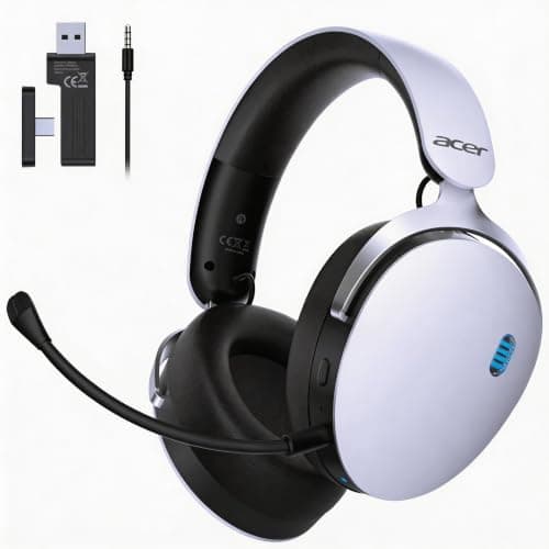 Acer Gaming Headset with Aluminum Frame for PS5, PS4, PC, Switch - White