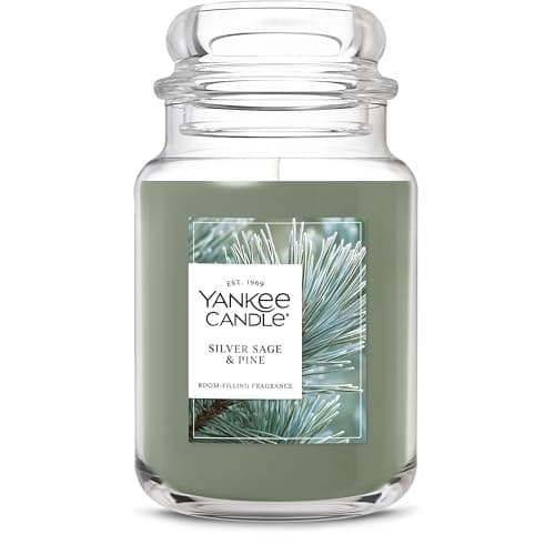 Yankee Candle, Silver Sage & Pine Fall Scented Candle, 22oz Large Jar with up to 150 Hour Burn Time