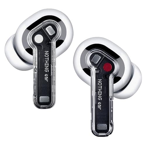 Nothing Ear Wireless Earbuds Bluetooth, 45dB Hybrid Smart ANC Earbuds, 11mm Deep Bass Boost, Hi-Res Audio with LDAC & LHDC 5.0, 6 Mics Call, 40.5H Playtime with Fast Charging Case, ChatGPT Supported