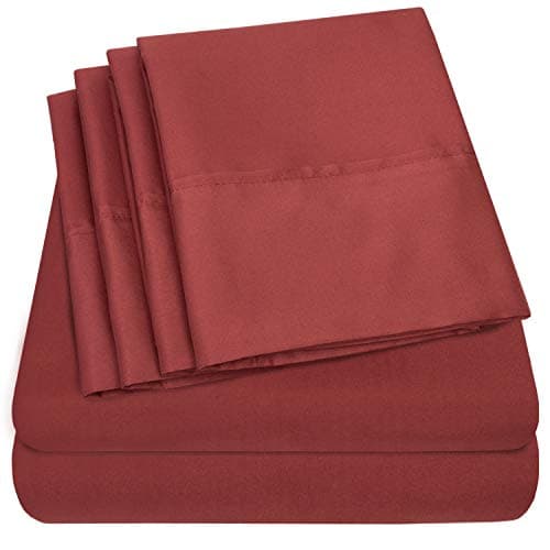 Twin XL Size Bed Sheets - 4 Piece 1500 Supreme Collection Fine Brushed Microfiber Deep Pocket Twin X-Large Sheet Set Bedding - 1 EXTRA PILLOW CASES, GREAT VALUE, Twin XL, Burgundy