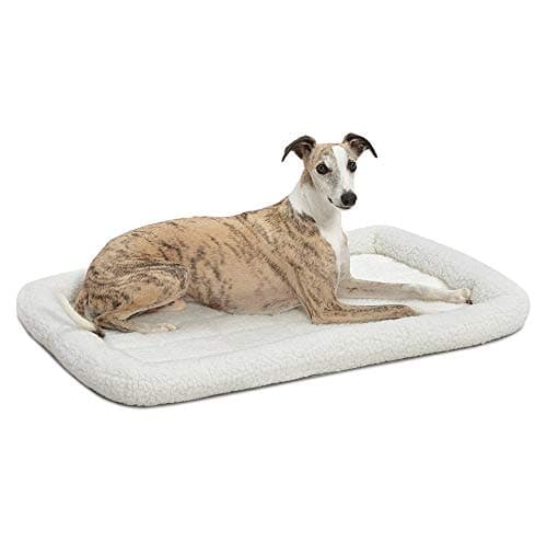 MidWest Homes for Pets QuietTime Dog Bed - White Fleece Bolster, Ultra-Soft and Machine Washable, Fits 36-Inch Crates and Carriers, for Medium to Large Breed Dogs