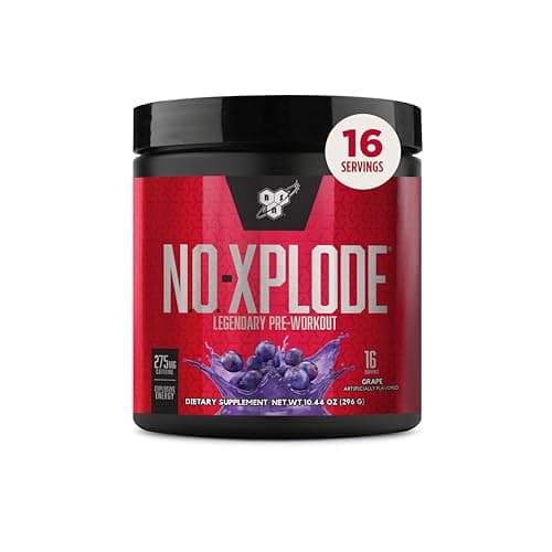 BSN N.O.-XPLODE Pre Workout Powder with Creatine, Grape, 16 Servings