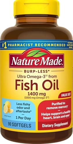 Nature Made Burp Less Ultra Omega 3 Fish Oil 1400mg Softgels, 90 Softgels