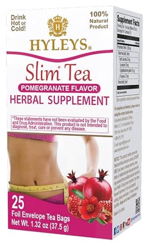 Hyleys Slim Tea, Pomegranate, Weight Loss Detox, 150 Tea Bags (6 Pack)