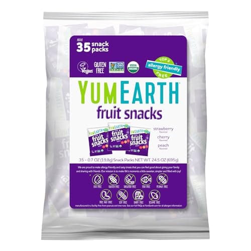 YumEarth Organic Assorted Flavor Fruit Snacks, 0.7oz (Pack of 35)