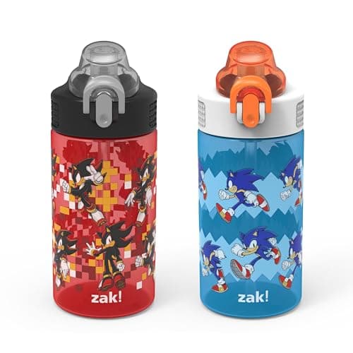 Zak Designs Sonic Sage 16oz Leak-Proof Straw Kids Water Bottle, 2-Pack