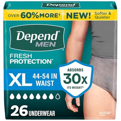 Depend Fresh Protection Adult Diapers for Men, XL, 26 Count