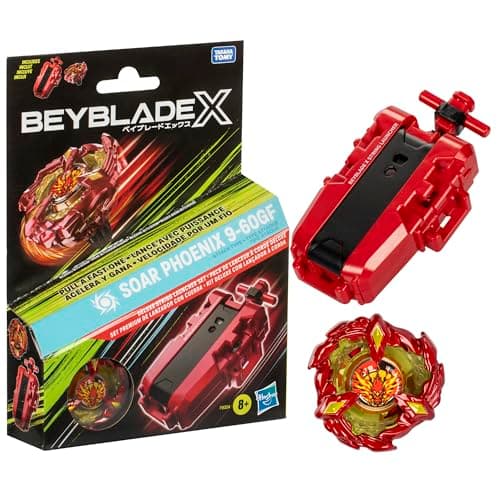 Beyblade X Soar Phoenix 9-60GF Deluxe String Launcher Set with Attack Type Right-Spinning Top Toy; Great Gift for 8 Year Old Boys and Girls