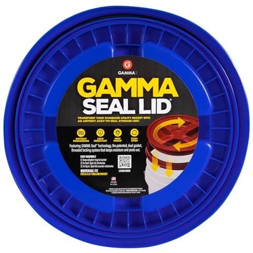 Gamma2 Gamma Seal Lid – Turn your standard utility bucket into an airtight storage container – Fits a 3.5 to 7 Gallon Bucket - Blue, Made in USA