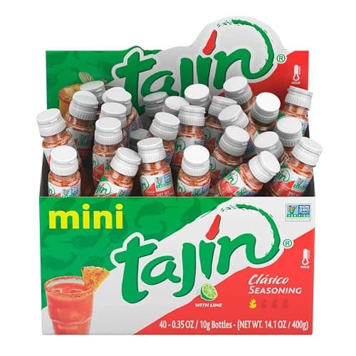 Tajin Clásico Seasoning, Mini Display Pack of 40 Portable Bottles, Authentic Mexican Chili Lime Spice Blend for Fruit, Snacks, Tacos, and Cocktails, Zesty Flavor Enhancer, 0.35 oz (Pack of 1)