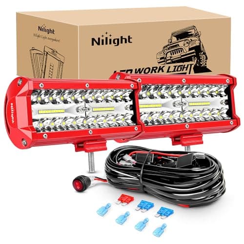 Nilight LED Lights 2PCS 6.5 Inch with Wiring Kit on Truck SUV, Red Shell