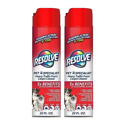 Resolve Pet Specialist Heavy Traffic Foam Carpet Cleaner, Pet Stain & Odor Remover, 22 oz Cans, 2 Pack