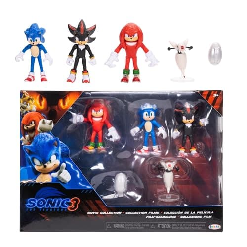 Sonic The Hedgehog 3 Movie Action Figures 2.5-Inch Movie Collector Toy Figure Multi-Pack Includes Knuckles Shadow Buzz Bomber & Drone- Officially Licensed Toys