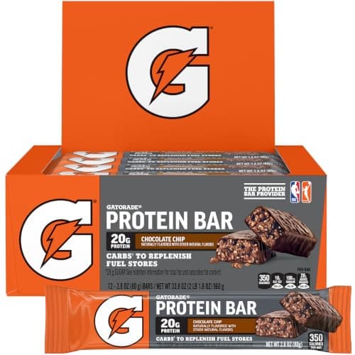 Gatorade Whey Protein Recover Bars, Chocolate Chip, 2.8 ounce(Pack of 12)