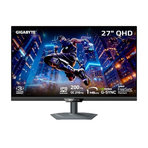 GIGABYTE - M27Q2-27" SS IPS Gaming Monitor - QHD 2560x1440-200Hz/OC 210Hz - 1ms GTG - AMD FreeSync Premium, G-SYNC Compatible - Type-C KVM - HDMI, DP, Type-C - Height and Tilt Adjustable - Black