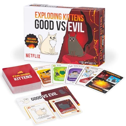 Exploding Kittens Good vs. Evil 2-5 Players - Ages 7+ - Inspired by Netflix Show - Party & Family Card Game for Kids & Adults