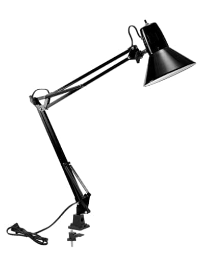 Bostitch Office VLF100 LED Swing Arm Desk Lamp with Clamp Mount, 36" Reach, Includes LED Bulb,Black