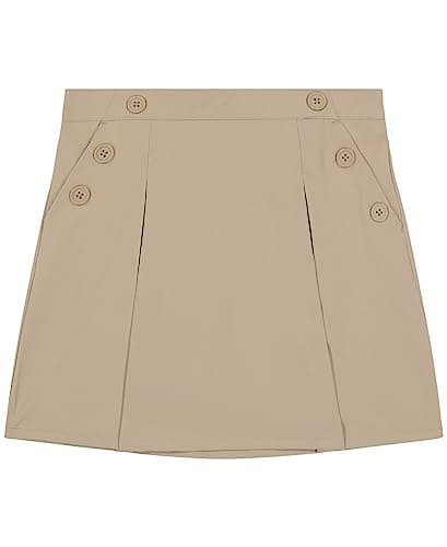 Nautica Girls School Uniform Pull-on with Undershorts, Poplin Style Button Pockets, Wrinkle & Fade Resistant Scooter Skirt, Khaki, 12 Plus
