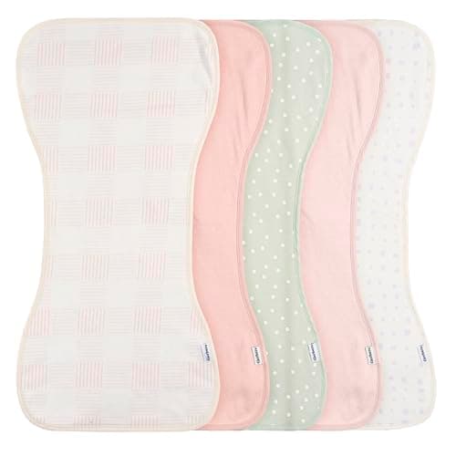 Gerber Baby Unisex Burp Cloths 5-Pack, Pink, Size 10.5" x 21"