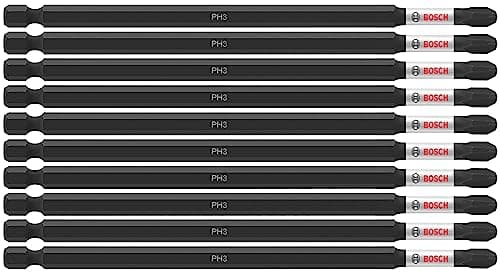 BOSCH ITPH36B 10-Pack 6 In. Phillips #3 Impact Tough Screwdriving Power Bits